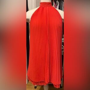 NWOT, Women’s Size 4 GUESS Vibrant Red Sleeveless Layered Mini Pleated Dress
